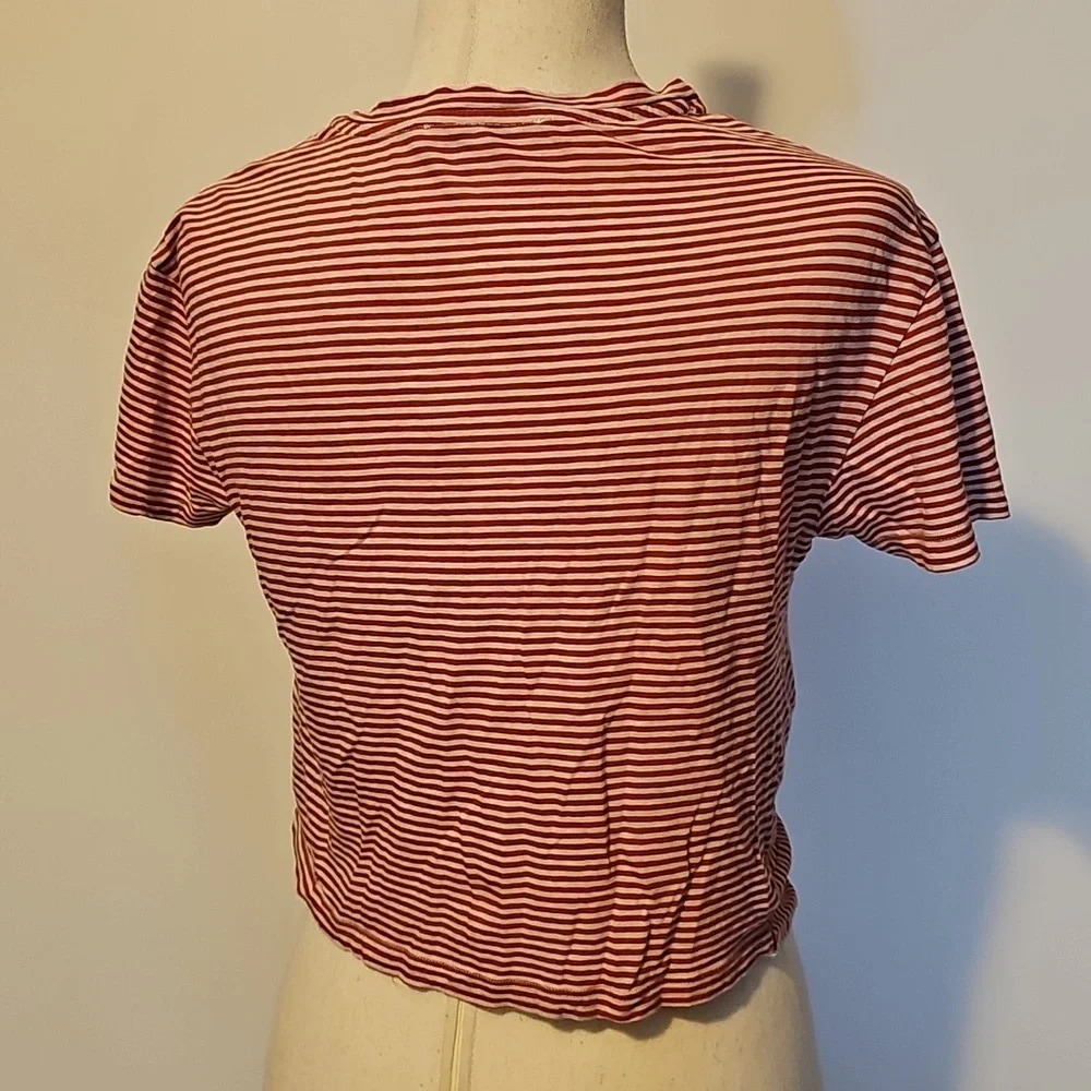 AllSaints Top Bundle Size Small Carme Stripe Tee & Mali Crew Neck Crop